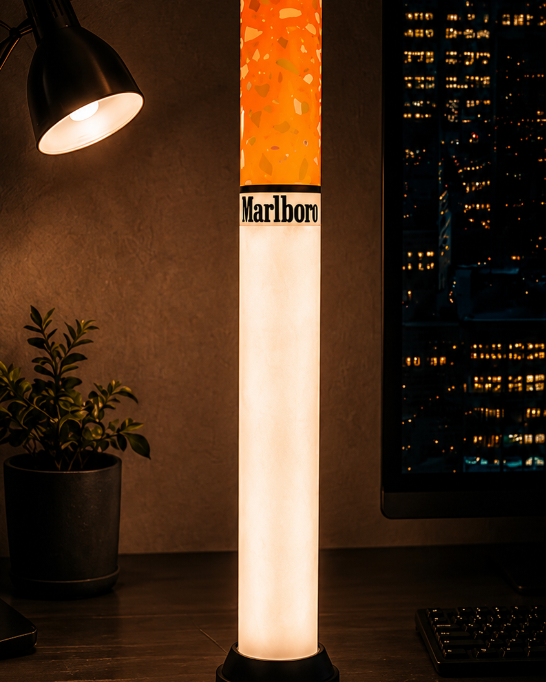 cigarette lamp Marlboro floor lamp, retro vintage cigarette, mid-century Marlboro Lamp