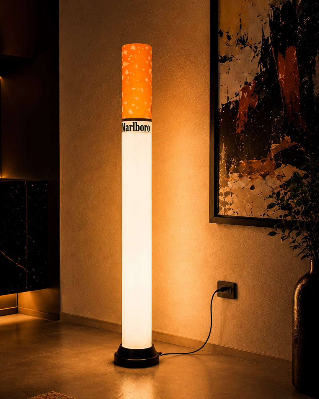 marlboro cigarette floor lamp Vintage Light 95cm | Giant Lamp - Man Cave Retro Decor Massive Vintage Marlboro Light Up
