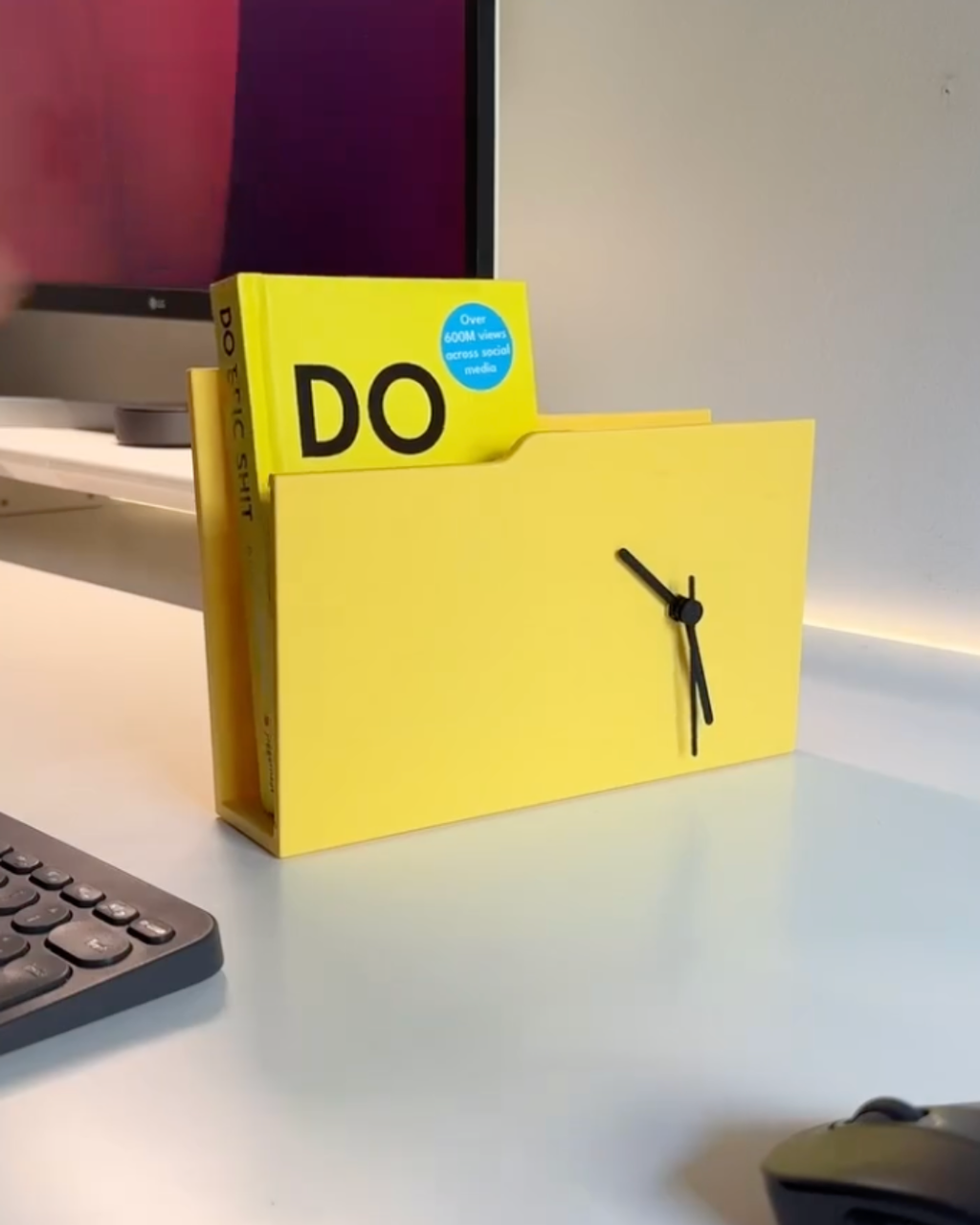 Folder Desk Organizer with Clock & Photo Frame