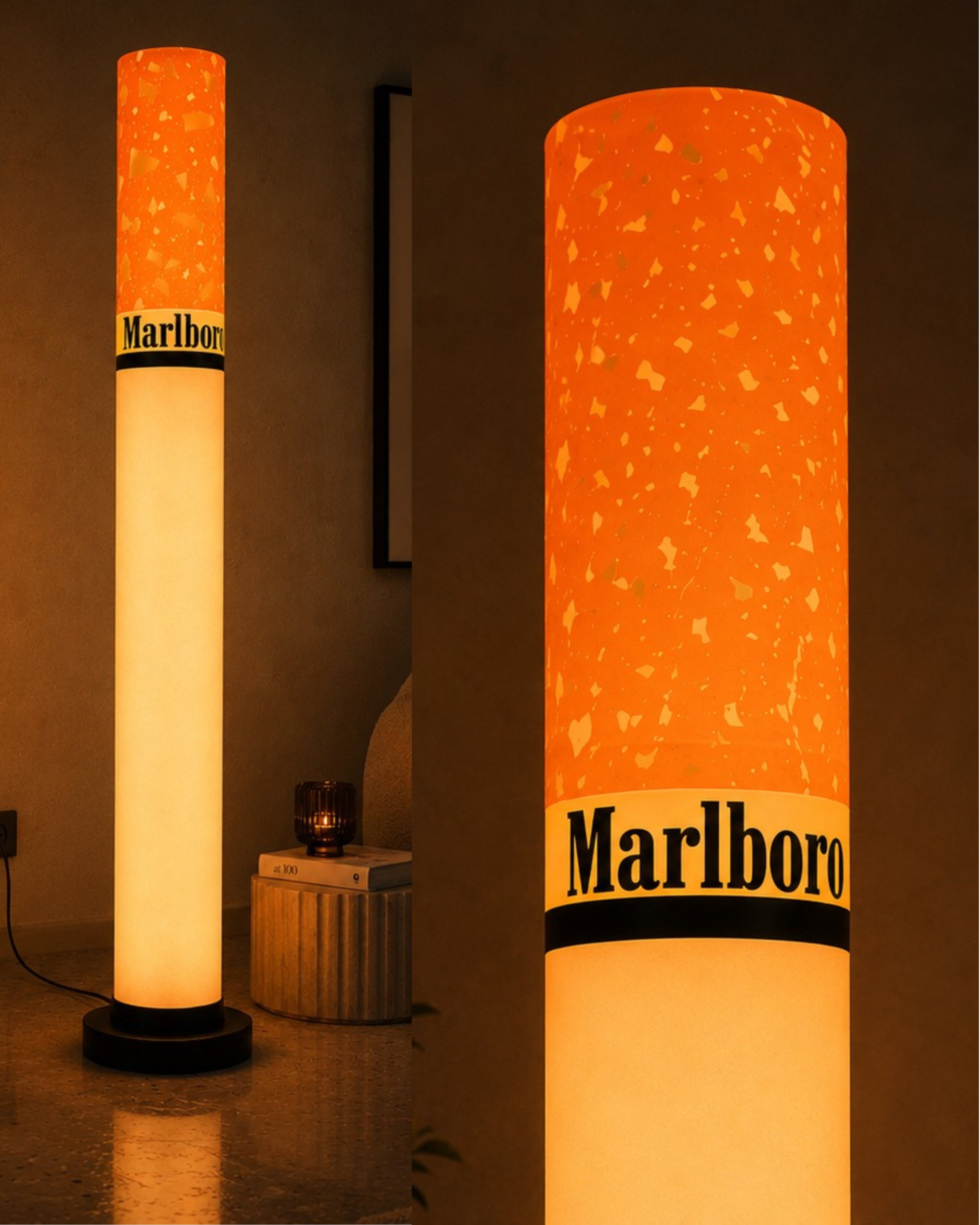 Warm mood lighting creating a cozy and visually striking environment.