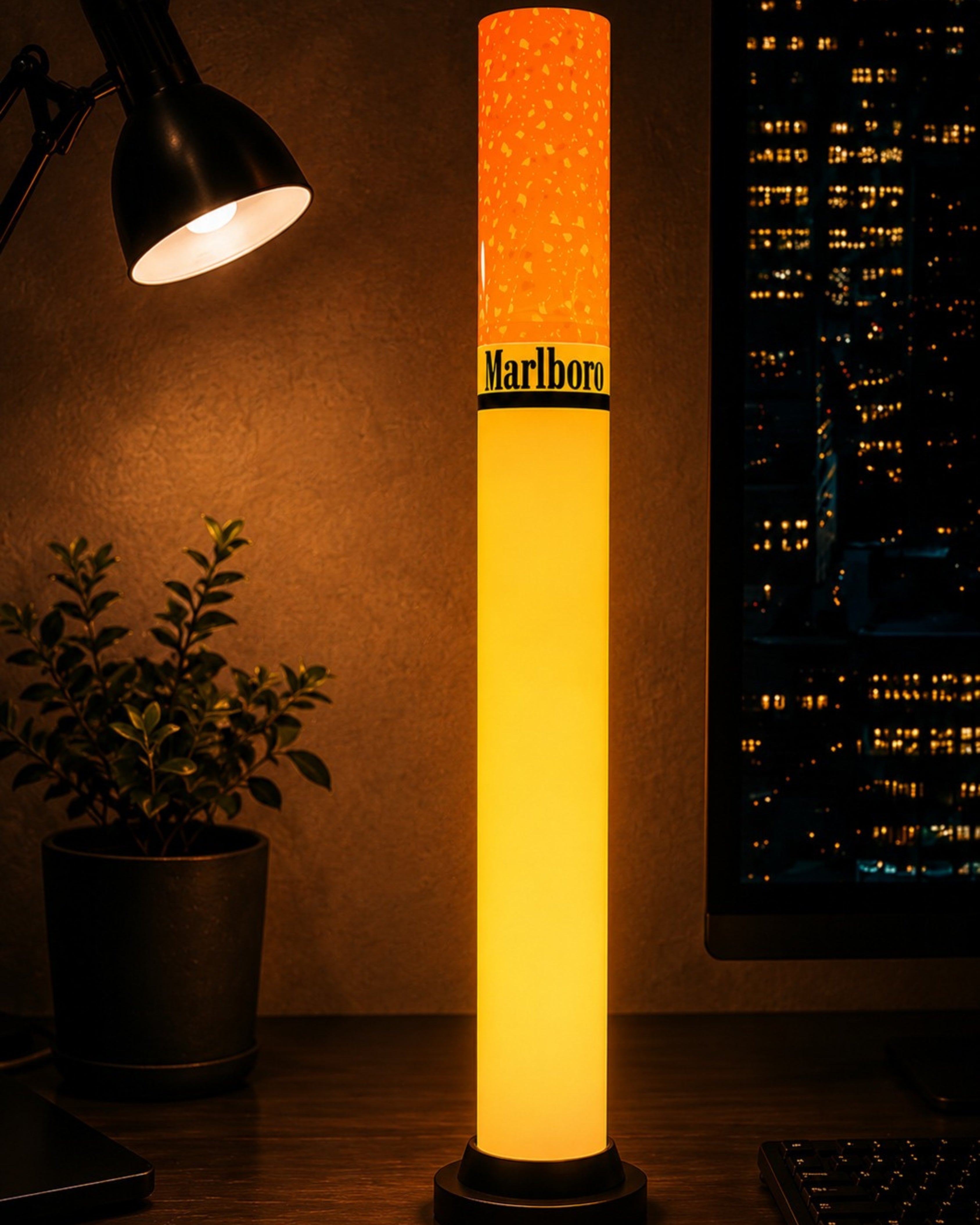 Detailed view of the lamp's illuminated section, showcasing texture, finish, and craftsmanship.