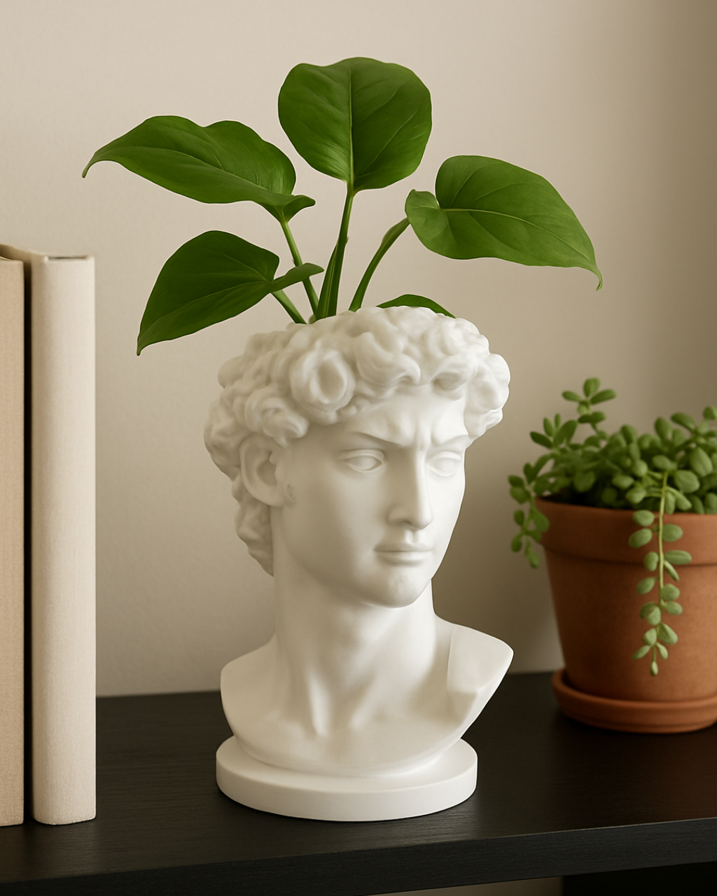 Elevate your space with this David planter, a sculptural face planter inspired by classical art. Perfect for plants, desks, and aesthetic home decor setups.
