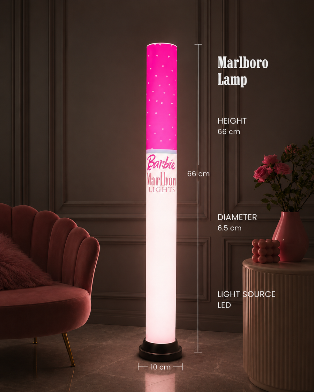 Pink barbie marlboro cigarette lamp 