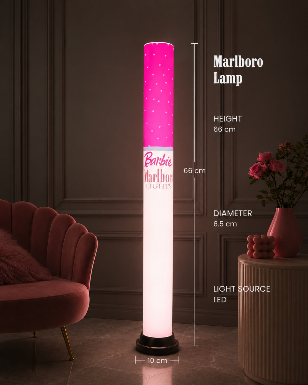 Pink barbie marlboro cigarette lamp 