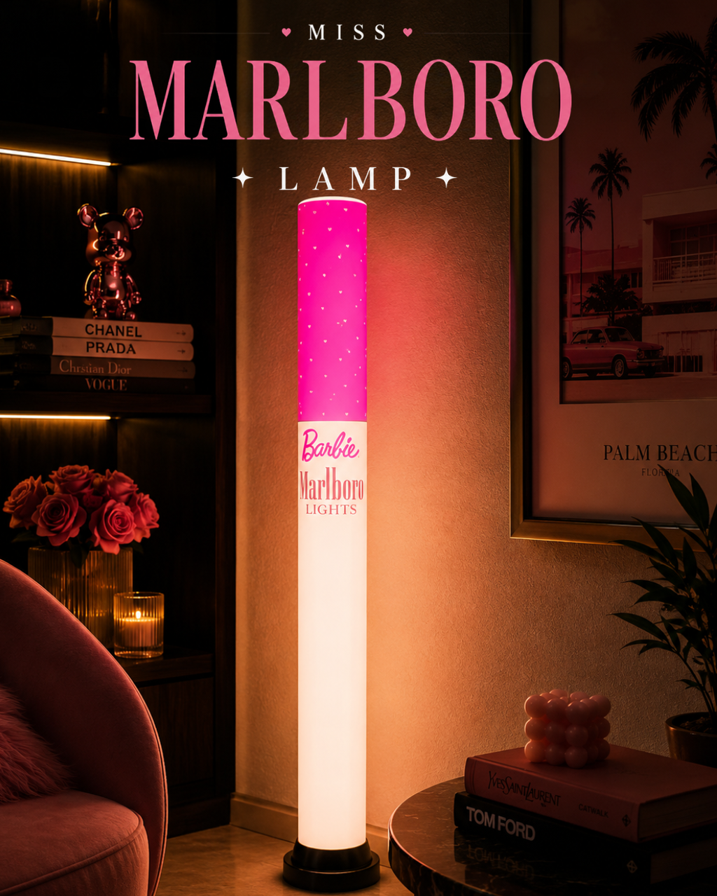 Pink barbie marlboro cigarette lamp 