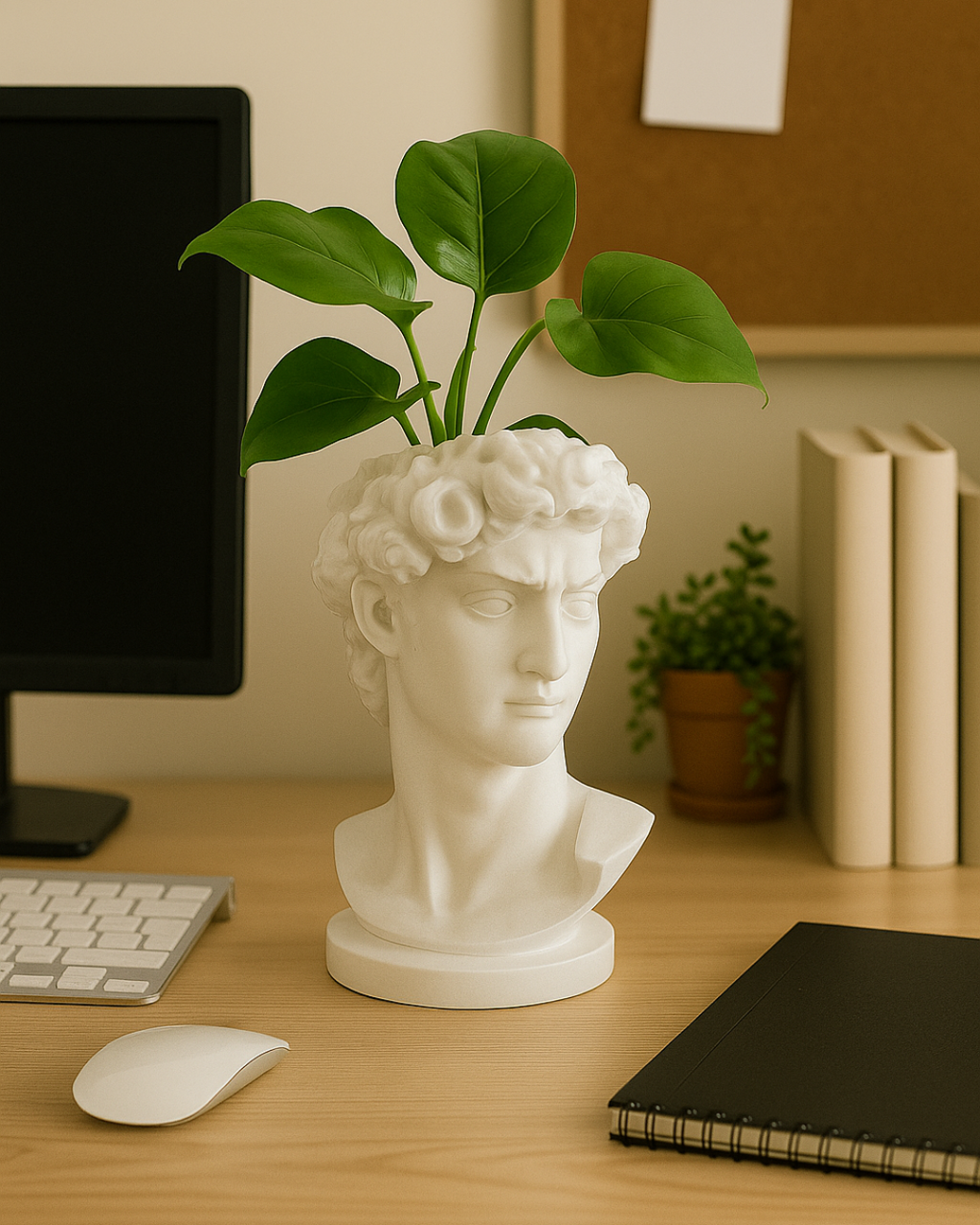 Elevate your space with this David planter, a sculptural face planter inspired by classical art. Perfect for plants, desks, and aesthetic home decor setups.
