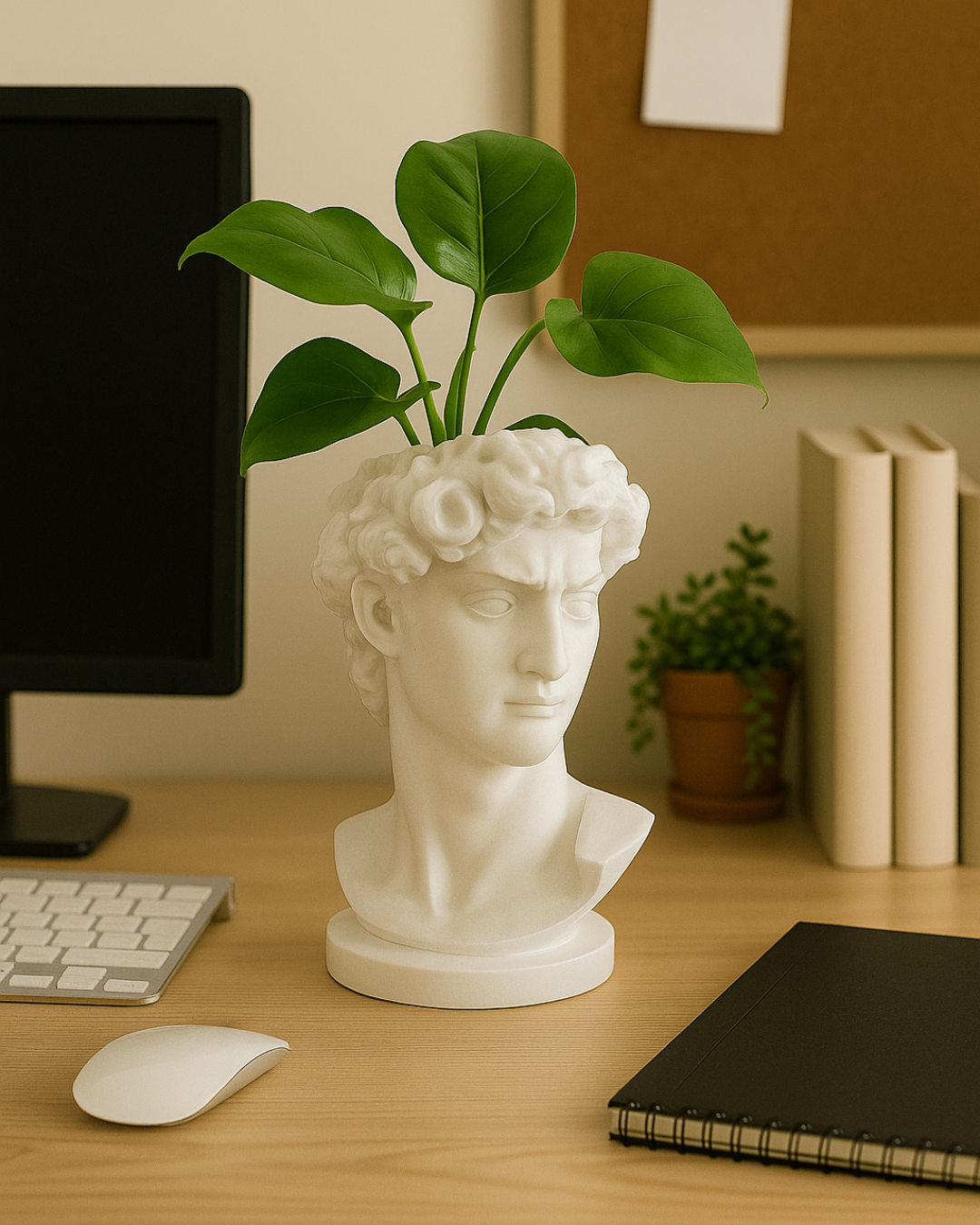 Elevate your space with this David planter, a sculptural face planter inspired by classical art. Perfect for plants, desks, and aesthetic home decor setups.
