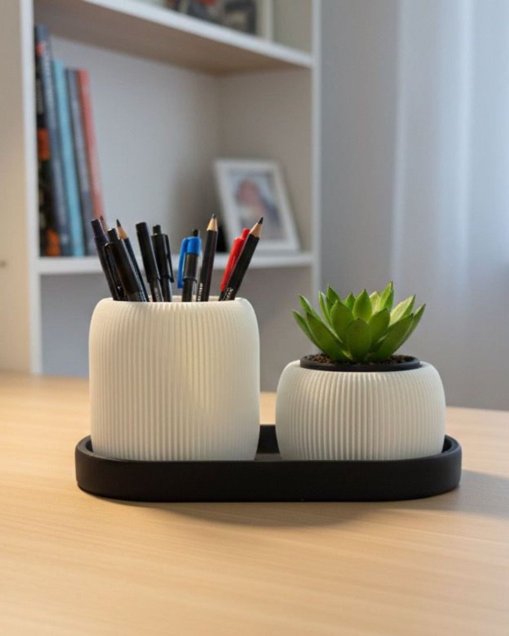 Upgrade your workspace with the Desk Duo, a minimal and aesthetic desk organizer set designed to keep your essentials in place while enhancing your setup.