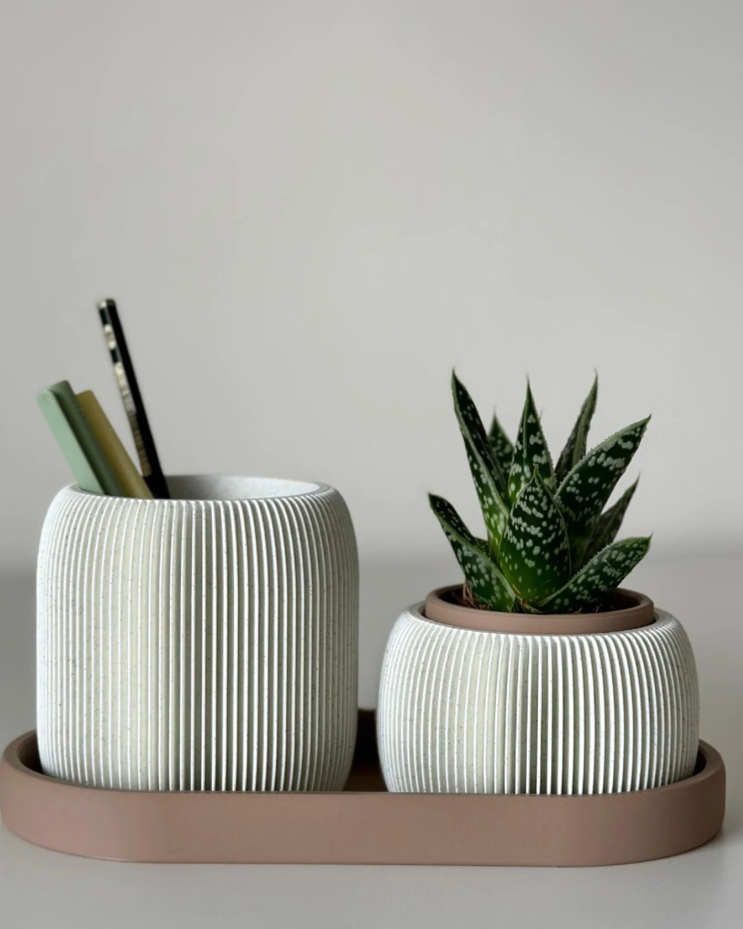 Upgrade your workspace with the Desk Duo, a minimal and aesthetic desk organizer set designed to keep your essentials in place while enhancing your setup.