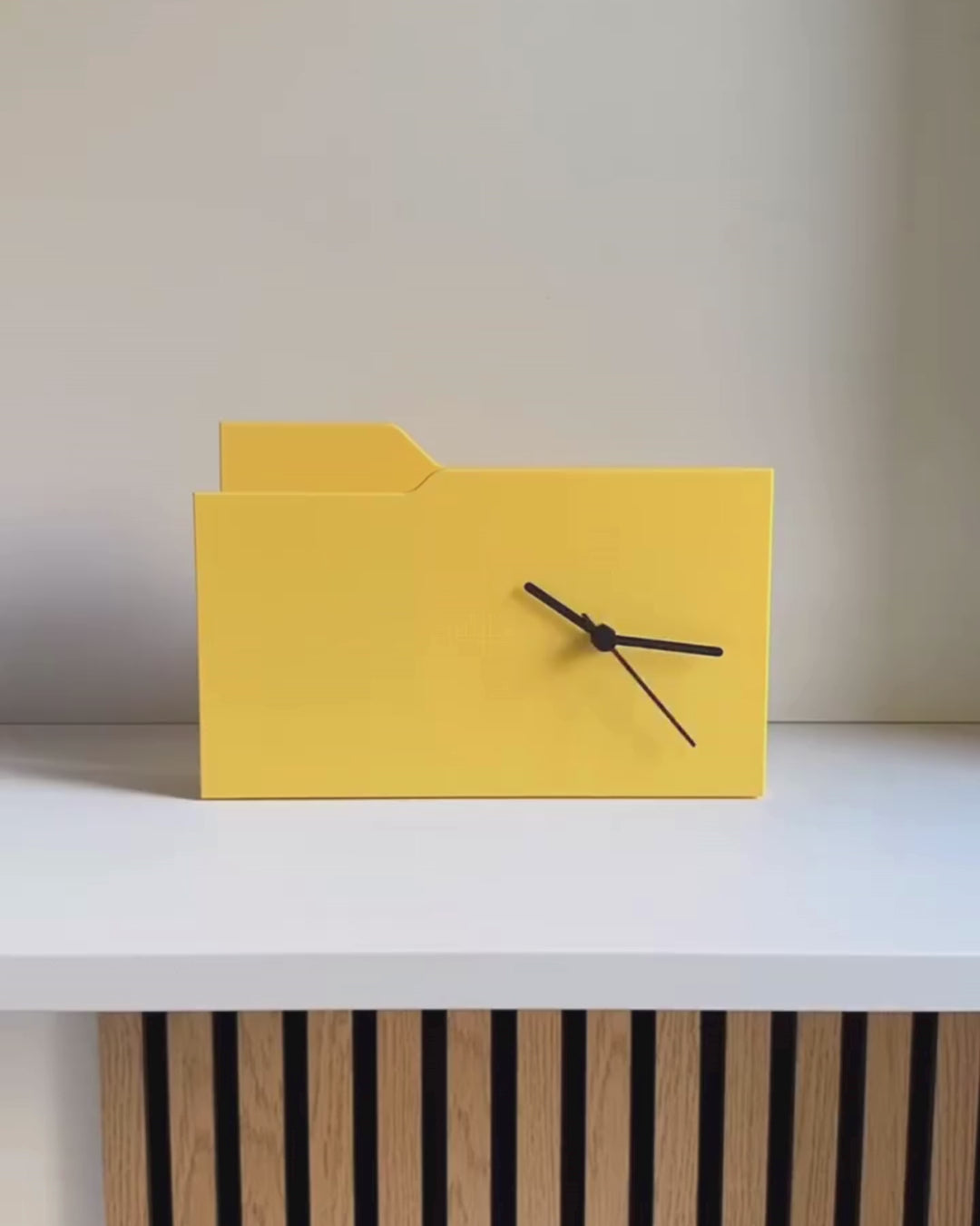 Folder Desk Organizer with Clock & Photo Frame